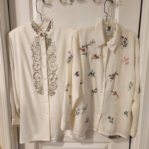 2 vintage long sleeves blouses size Medium